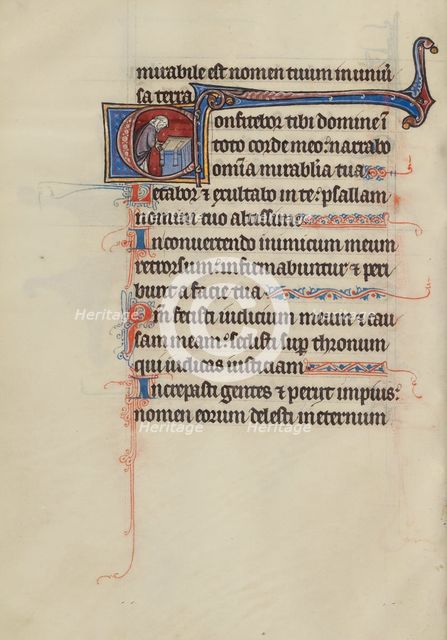 Initial C: A Priest Before an Altar; Bute Psalter, text and illumination about 1285. Creator: Bute Master.