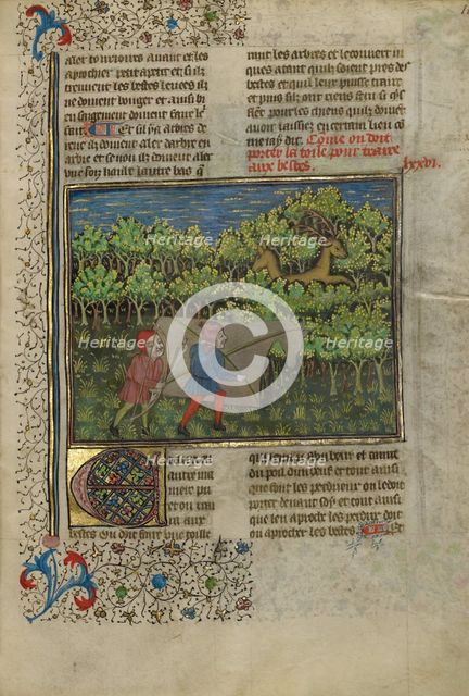 Initial C: A Priest Holding a Chalice for a Cleric; Bute Psalter, text and illumination about 1285. Creator: Bute Master.