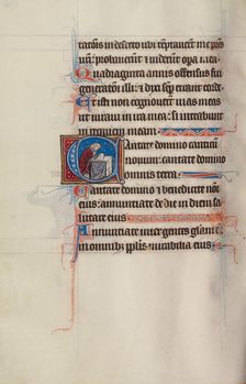Initial C: A Priest Praying at an Altar; Bute Psalter, text and illumination about 1285. Creator: Bute Master