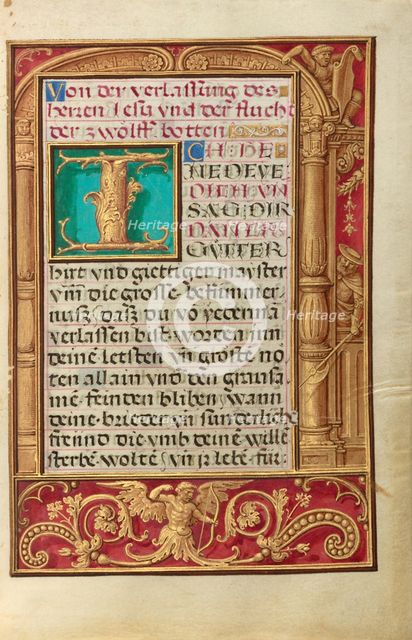 Initial C: A Priest Praying at an Altar; Bute Psalter, text and illumination about 1285. Creator: Bute Master.