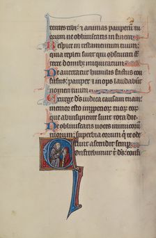 Initial C: A Woman Confessing to a Cleric; Bute Psalter, text and illumination about 1285. Creator: Bute Master