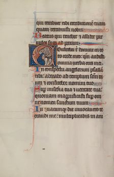 Initial C: A Woman Confessing to a Friar; Bute Psalter, text and illumination about 1285. Creator: Bute Master