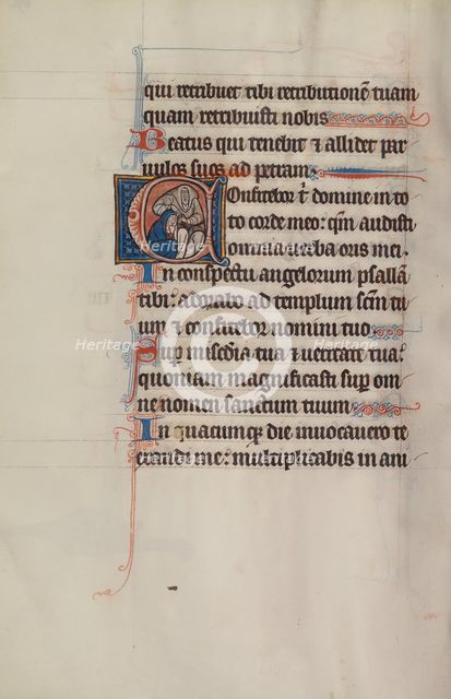 Initial C: A Woman Confessing to a Friar; Bute Psalter, text and illumination about 1285. Creator: Bute Master.