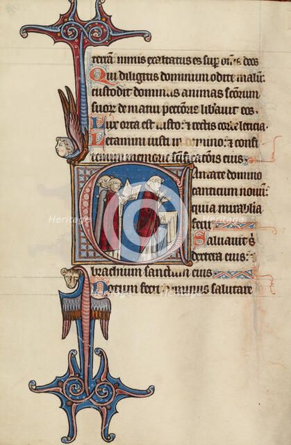 Initial C: Clerics Singing; Bute Psalter, text and illumination about 1285. Creator: Bute Master.