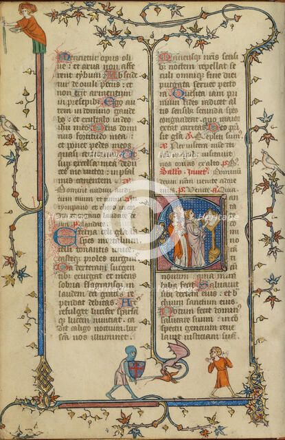 Initial C: Clerics Singing from a Choir Book; Breviary, about 1320-1325. Creator: Unknown.