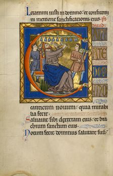 Initial C: David Playing Bells; Psalter, after 1205. Creator: Master of Ingeborg Psalter