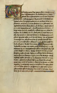 Initial C: Gillion's Son Gerard Kneeling before King Morgan of the Slavs, 1464. Creators: Lieven van Lathem, David Aubert