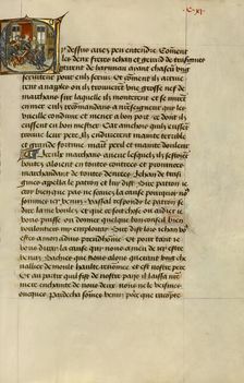 Initial C: Gillion's Sons Kneeling before the King of Cyprus; Roman de Gillion de Trazegnies, 1464. Creators: Lieven van Lathem, David Aubert