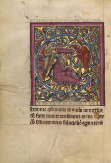 Initial C: Isaiah Being Sawn in Two; Psalter, about 1240-1250. Creator: Unknown