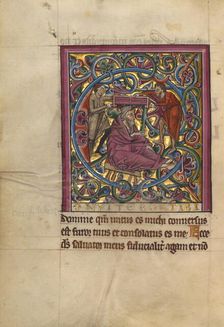 Initial C: Isaiah Being Sawn in Two; Psalter, about 1240-1250. Creator: Unknown