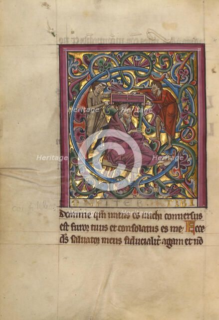 Initial C: Isaiah Being Sawn in Two; Psalter, about 1240-1250. Creator: Unknown.