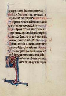 Initial C: Pharaoh Handing a Key to David; Bute Psalter, text and illumination about 1285. Creator: Bute Master