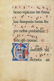 Initial C: Saint Nicholas; Antiphonal, late 13th century. Creator: Master of Gerona