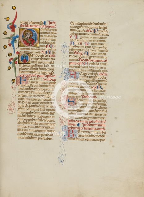 Initial C: Saint Lawrence; Missal, between about 1389 and 1400. Creator: Master of the Brussels Initials.
