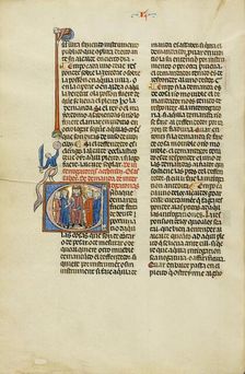 Initial C: Two Attorneys and Clients before a Judge; Vidal Mayor, about 1290-1310. Creator: Unknown
