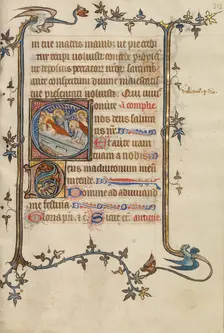 Initial C: The Entombment; Bute Psalter, text and illumination about 1330. Creator: Atelier of the Passion Master