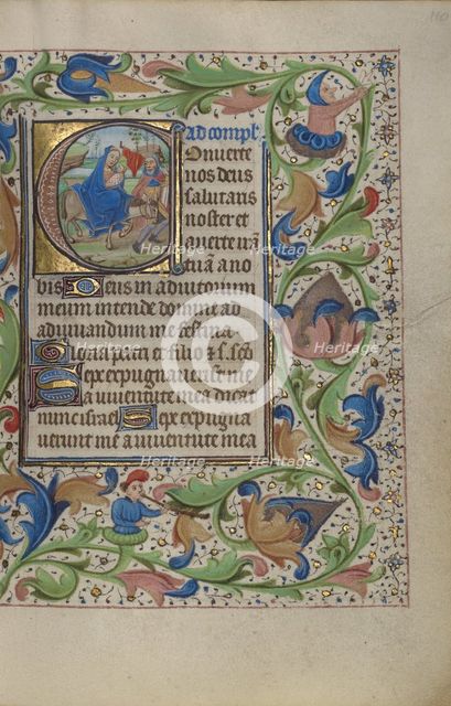 Initial C: The Flight into Egypt; Book of Hours, about 1450-1455. Creator: Master of the Lee Hours.