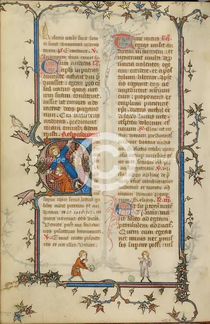 Initial C: The Martyrdom of Saint Andrew; Breviary, about 1320-1325. Creator: Unknown.