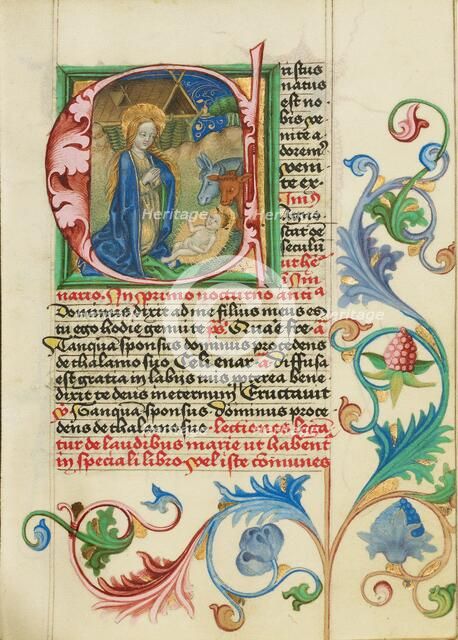 Initial C: The Nativity; Prayer Book, about 1470-1480. Creator: Workshop of Valentine Noh.