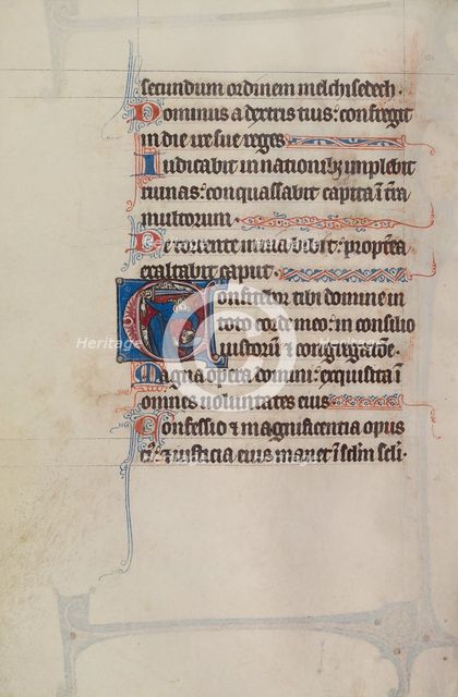 Initial C: The Sacrifice of Isaac; Bute Psalter, text and illumination about 1285. Creator: Bute Master.