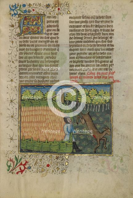 Initial C: The Sacrifice of Isaac; Bute Psalter, text and illumination about 1285. Creator: Bute Master.