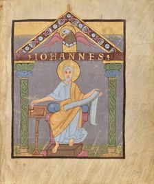 Initial C: Three Clerics Singing From a Book; Bute Psalter, text and illumination about 1285. Creator: Bute Master