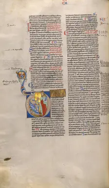 Initial D: A Bishop Enthroned Speaking to a Man; Decretum about 1170-1180. Creator: Unknown