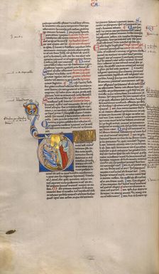 Initial D: A Bishop Enthroned Speaking to a Man; Decretum about 1170-1180. Creator: Unknown