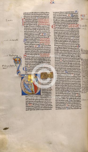Initial D: A Bishop Enthroned Speaking to a Man; Decretum about 1170-1180. Creator: Unknown.