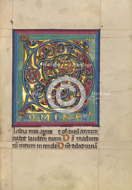 Initial D: A Dog; Psalter, about 1240-1250. Creator: Unknown.
