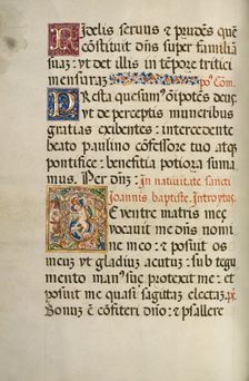 Initial D: A Dancing Putto; Missal of Bishop Antonio Scarampi, 1567. Creator: Fra Vincentius a Fundis