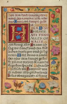 Initial D: A Jewish Man points to the Ground; Bute Psalter, text and illumination about 1285. Creator: Bute Master