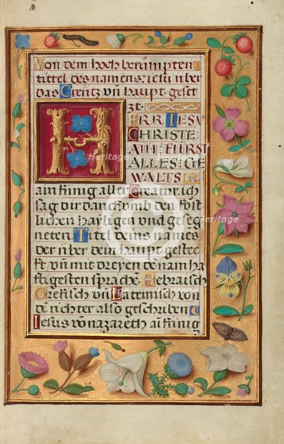 Initial D: A Jewish Man points to the Ground; Bute Psalter, text and illumination about 1285. Creator: Bute Master.