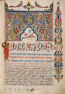 Initial D: A Lion and Unicorns; Initial D: A Lion and Unicorns Eating the Bodies..., about 1285. Creator: Bute Master
