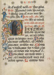 Initial D: A Monk with His Finger to His Lips; Noted Breviary, about 1420. Creator: Unknown
