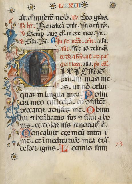Initial D: A Monk with His Finger to His Lips; Noted Breviary, about 1420. Creator: Unknown.