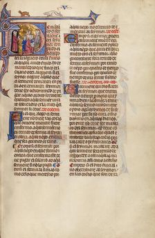 Initial D: A Man Speaking to a Young Man and Three Men before a Judge, about 1290-1310. Creator: Unknown