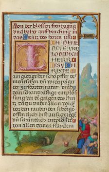 Initial D: A Man with a Sword Preparing to Kill Another Man; Bute Psalter, about 1285. Creator: Bute Master
