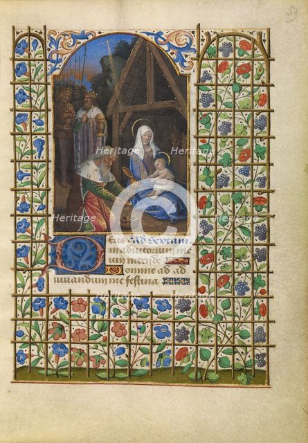 Initial D: A Seated King Pointing to His Eyes: Initial M: David Kneeling Before Christ, about 1285. Creator: Bute Master.