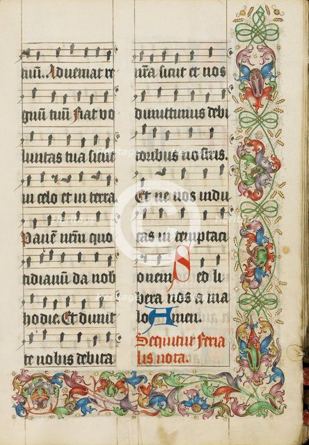 Initial D: A Pelican Feeding Her Young; Bute Psalter, text and illumination about 1285. Creator: Bute Master.