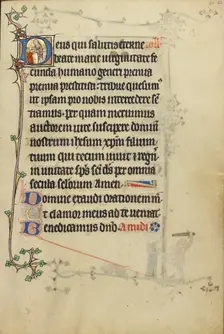 Initial D: A Priest Giving Communion to a Man; Ruskin Hours, about 1300. Creator: Unknown