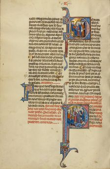 Initial D: A Woman Accusing her Husband before a Judge: Initial P: A Couple..., about 1290-1310. Creator: Unknown