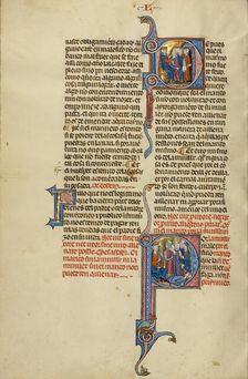 Initial D: A Woman Accusing her Husband before a Judge: Initial P: A Couple..., about 1290-1310. Creator: Unknown