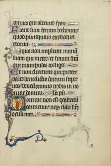 Initial D: A Young Man in Prayer; Ruskin Hours, about 1300. Creator: Unknown