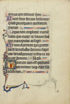 Initial D: A Young Man in Prayer; Ruskin Hours, about 1300. Creator: Unknown