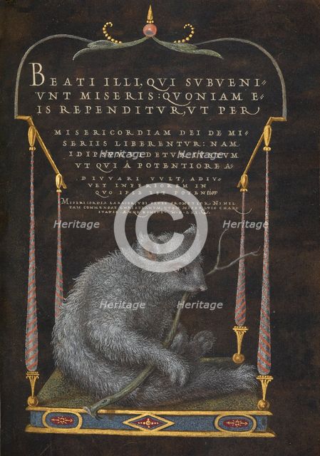 Initial D: Absalom Hanging from a Tree; Bute Psalter, text and illumination about 1285. Creator: Bute Master.