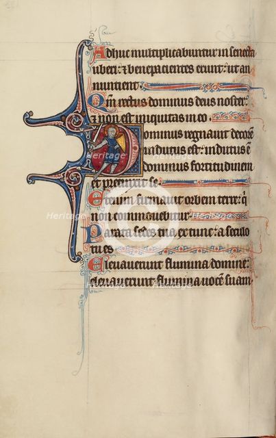 Initial D: Christ as a Knight; Bute Psalter, text and illumination about 1285. Creator: Bute Master.