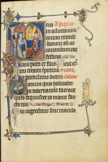 Initial D: Christ before Caiaphas; Initial D: The Virgin Mary with Apostles, about 1300. Creator: Unknown