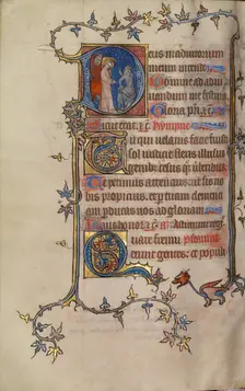 Initial D: Christ before Annas; Bute Psalter, text and illumination about 1330. Creator: Atelier of the Passion Master