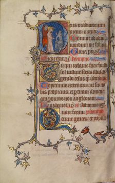 Initial D: Christ before Annas; Bute Psalter, text and illumination about 1330. Creator: Atelier of the Passion Master